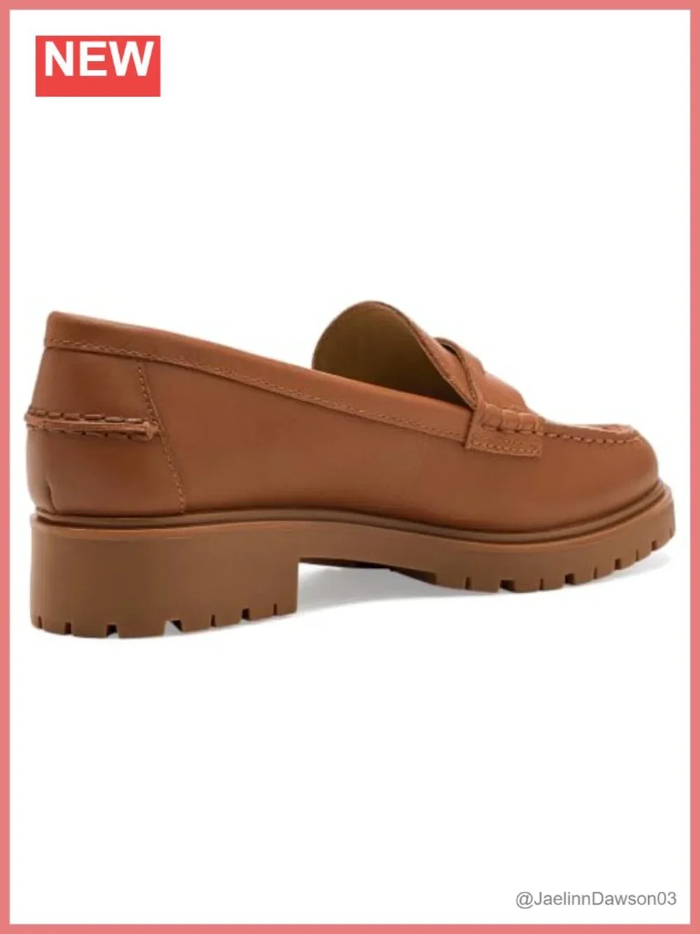 Leather Penny Loafers Slip-Ons with Lug Outsole